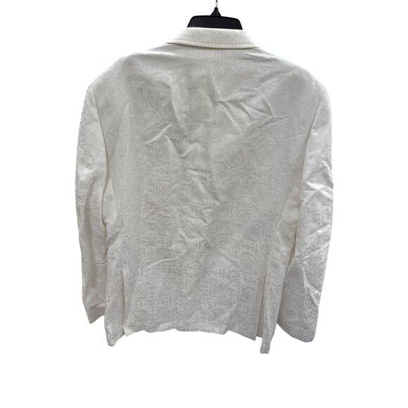 Tallia mens White Linen Cotton Slim Fit Blazer 42R Mens Patterned Jacket SKU8207 - Picture 11 of 13